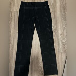 John Varvatos Black Plaid Pants